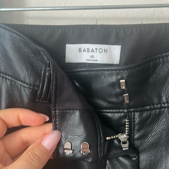 Babaton Aritzia Melina Pants Size 10 faux vegan leather black straight high rise - Picture 5 of 11